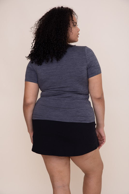 Plus Size Mono B Melange Active Short Sleeve Top