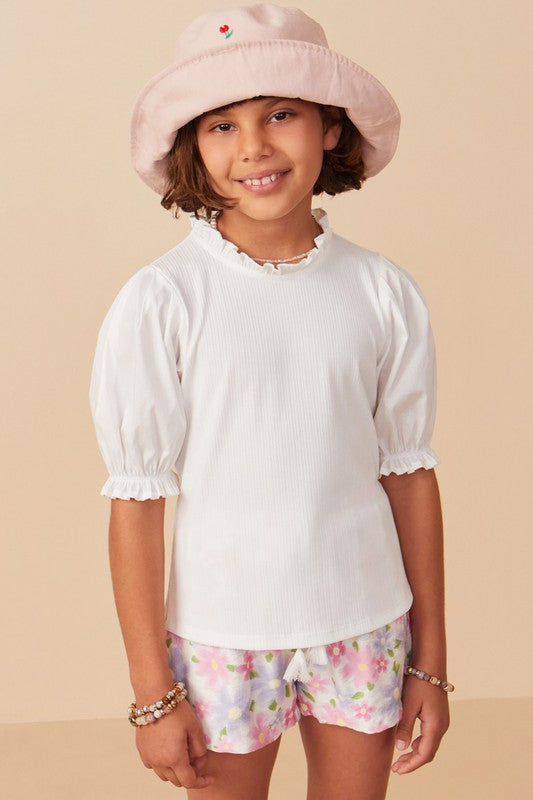 Kids Pleated Cinched Sleeve Top