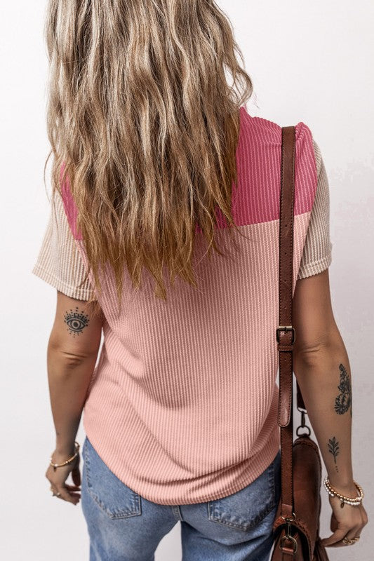 Pink Rib Texture Shirt