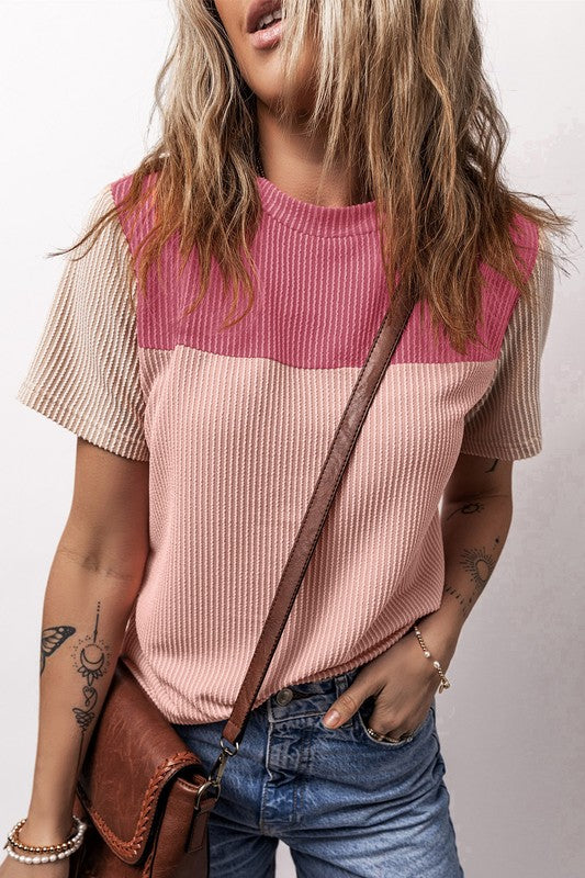 Pink Rib Texture Shirt