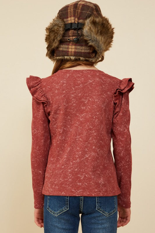 Girls Ruffled Knit Top