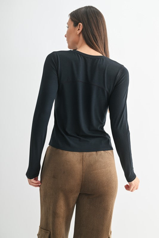 Mono B Luxe Line Long Sleeve Top