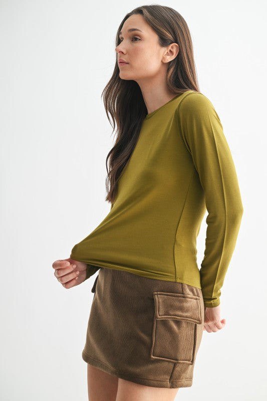 Mono B Long-sleeved Micro-Ribbed Athleisure Top