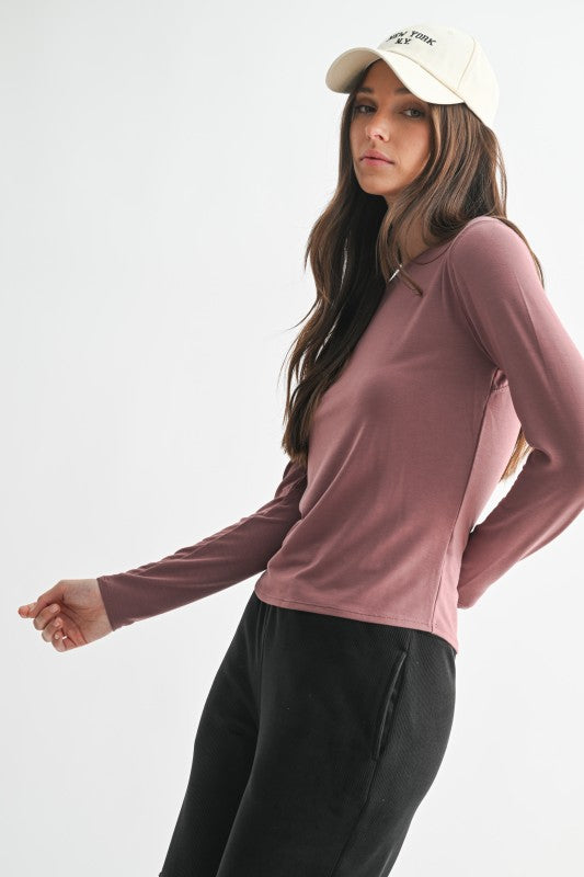 Mono B Luxe Line Long Sleeve Top