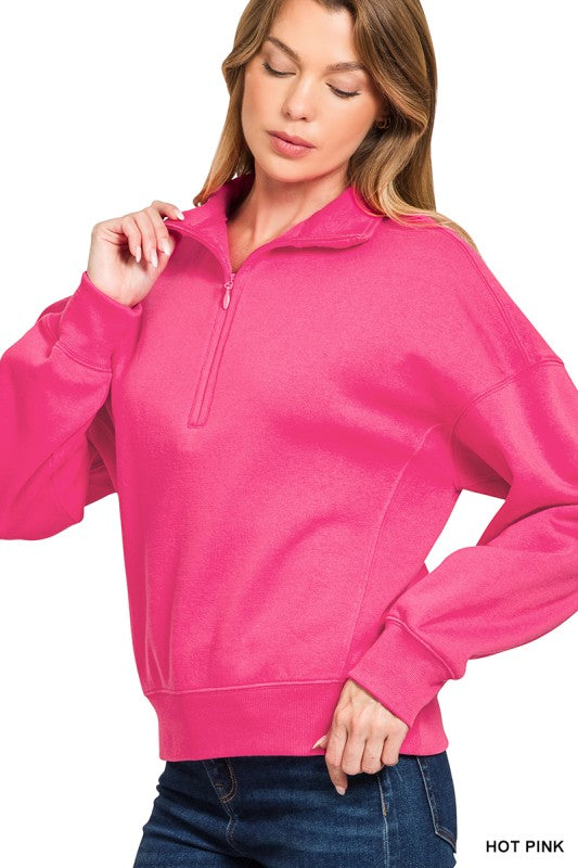 Fleece High Neck Half Zip Sweatshirts