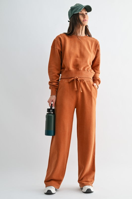 Mono B Mineral Wash Luxe Wide-Leg Sweatpants