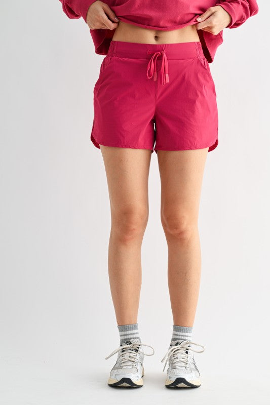 Mono B Lined Athleisure Shorts with Curved Hem