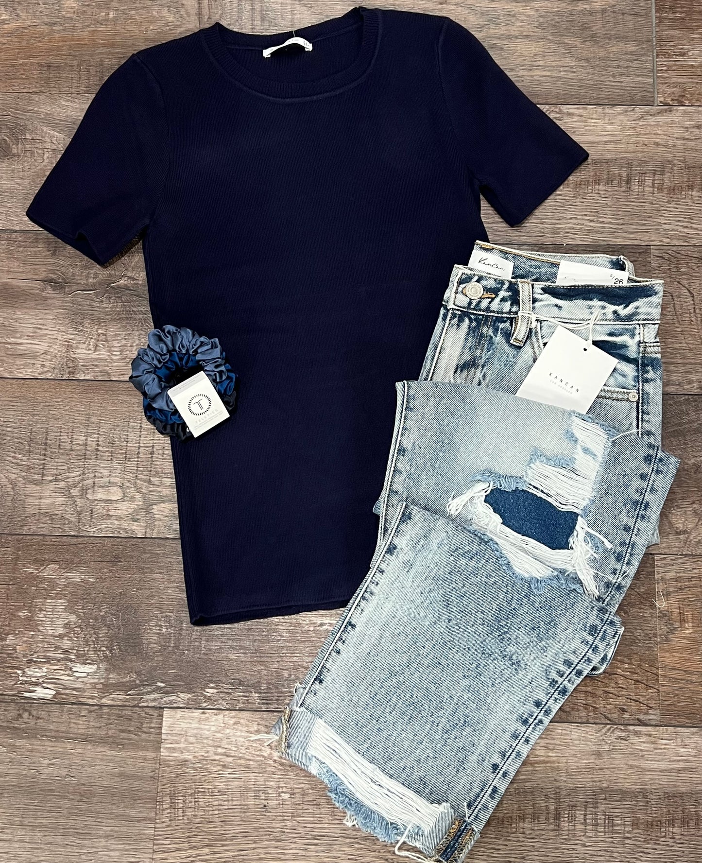 Classic Sweater Knit Tee – Navy