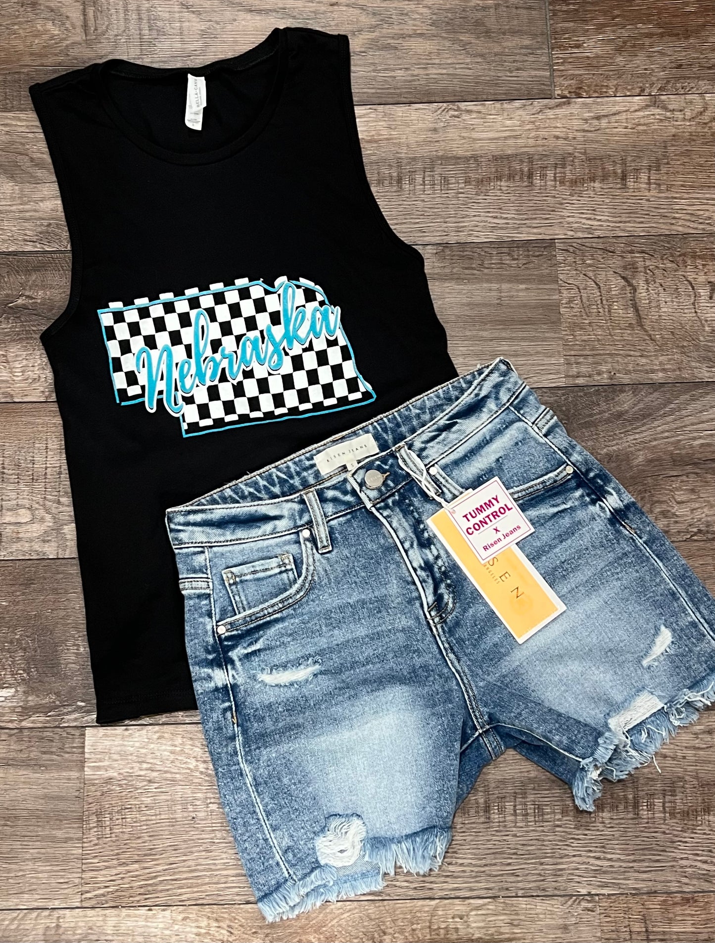 Nebraska Checkered Muscle Tank