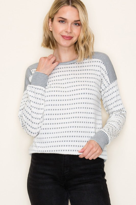 Green Striped Long Sleeve Top