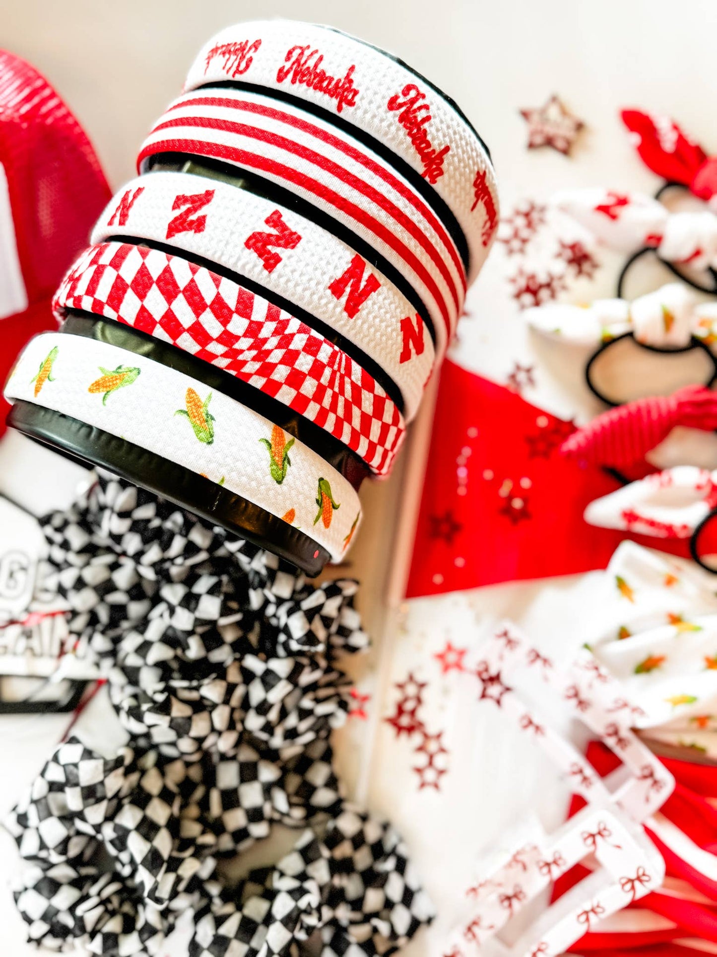 Game Day No Knot Structured Headband • 5 Prints: Wavy Checkered