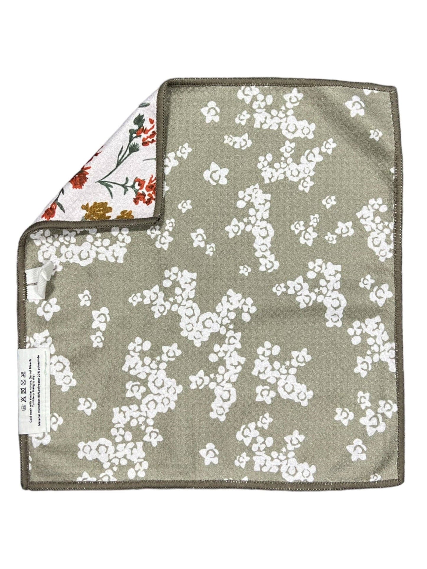 Mallory: Reversible Washcloth: Sage Green/Cream / 12x12 in