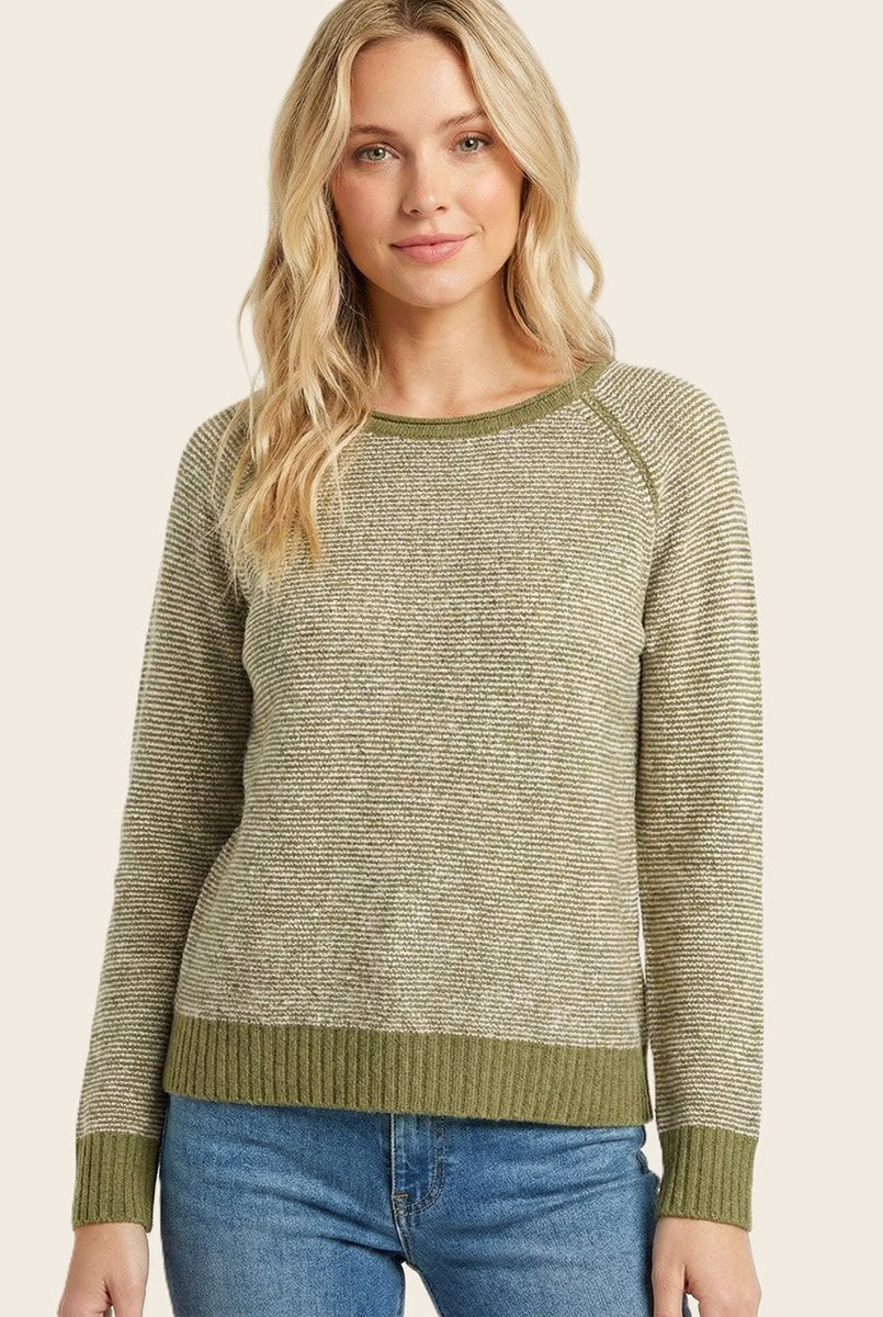 Color-Trimmed Pinstriped Sweater
