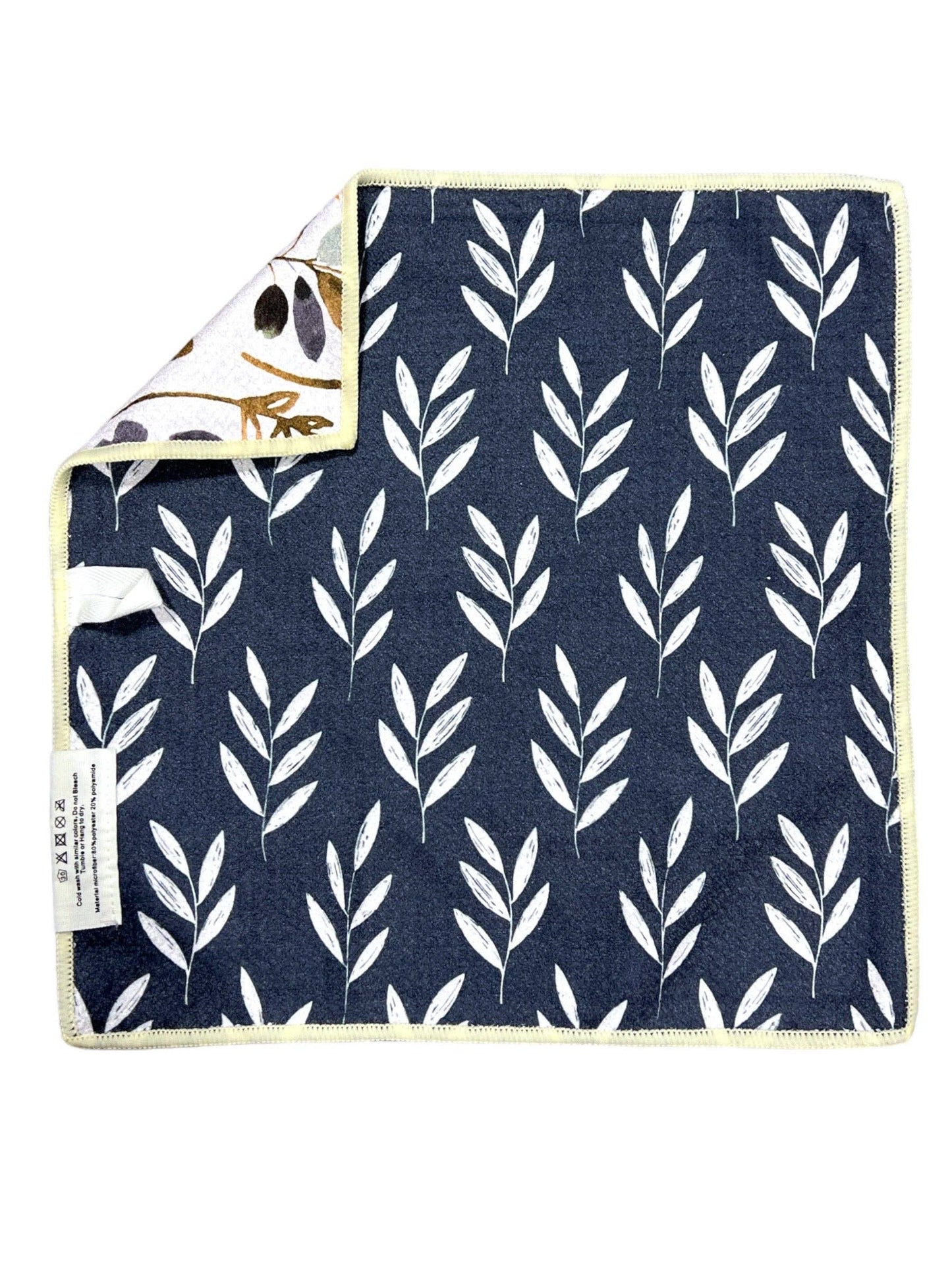 Ester: Reversible Washcloth: Cream/Blue / 12x12 in