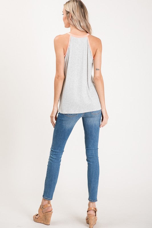 Color Block Halter Top