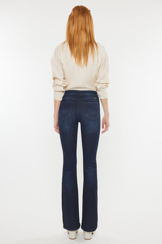 KanCanp Petite High Rise Button Bootcut Jeans