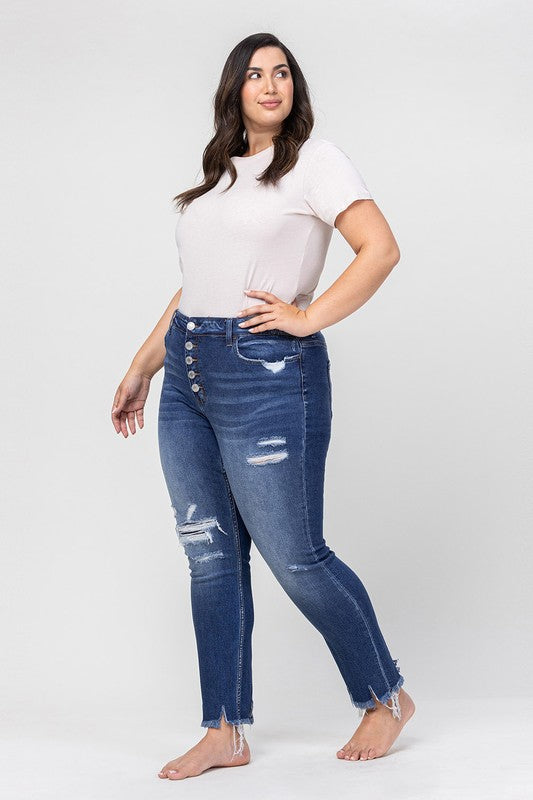 Plus Size Vervet High Rise Patched Button Up Jeans