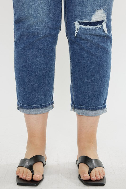 Curvy KanCan Mid Rise Boyfriend Jeans