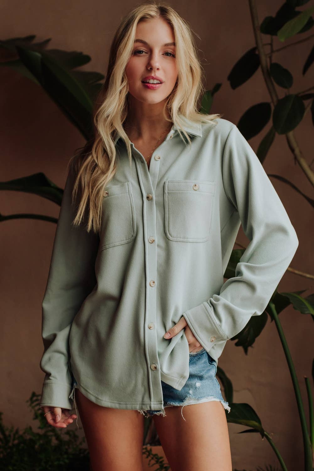 Lt. Blue Soft Button Up