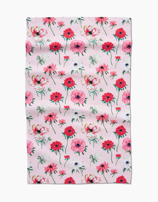 Anemone Garden Flowers Tea Towel