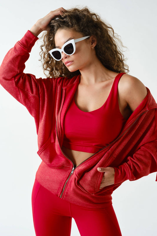 Mono B Fleece Hoodie Jacket with Tapered Sleeves