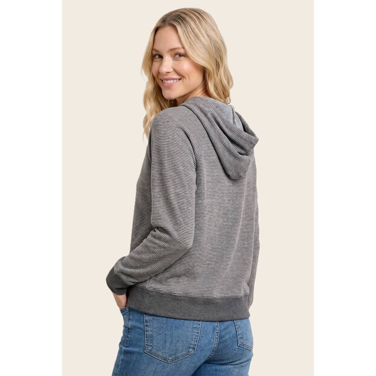 Grey Pinstriped Hoodie