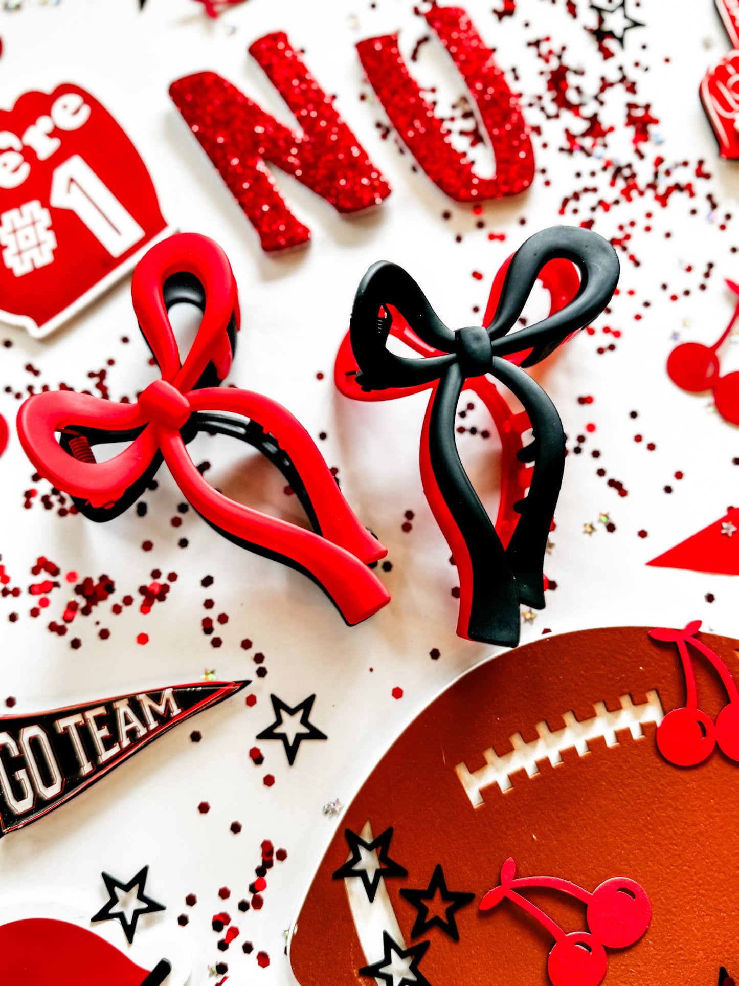 Two-Toned Bow Claw Clip  Red/White