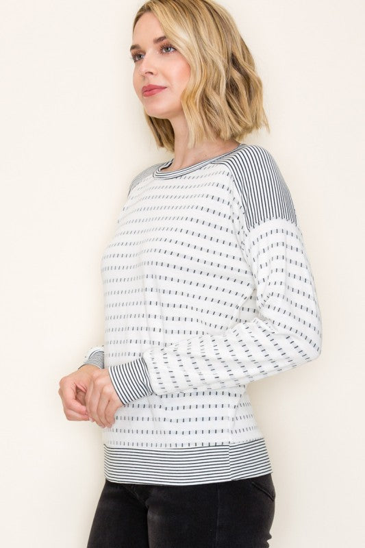 Green Striped Long Sleeve Top