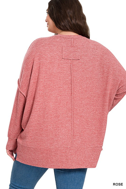 Plus Size Melange Hacci Sweater