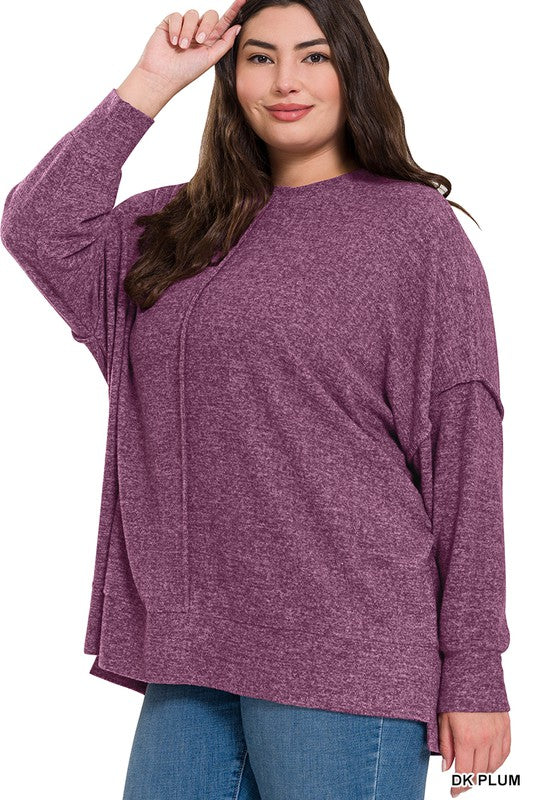 Plus Size Melange Hacci Sweater