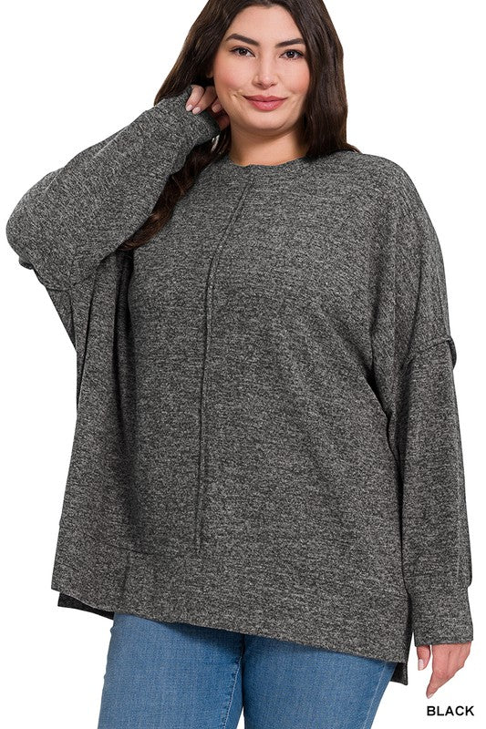 Plus Size Melange Hacci Sweater
