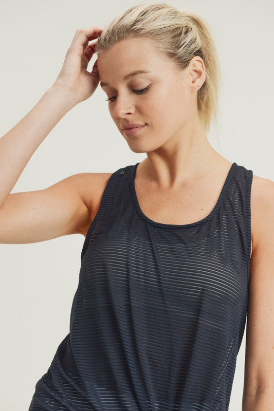 Sheer Striped Mesh Twisted Back Tank Top – Moon + Ranch Activewear