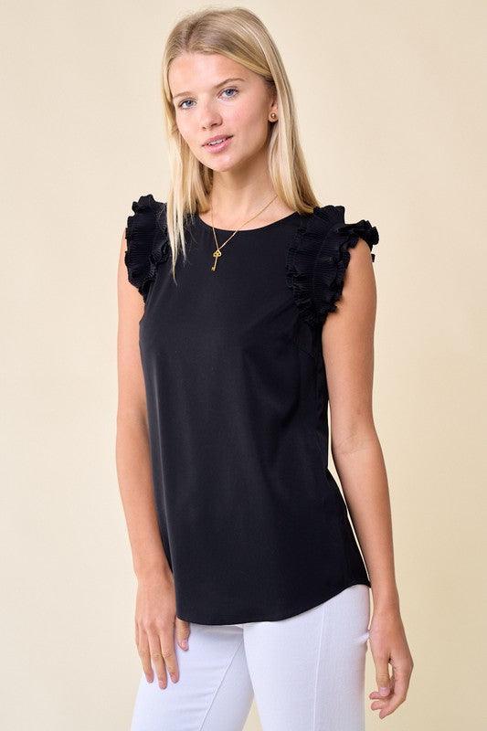 Frilled Sleeveless Woven Top