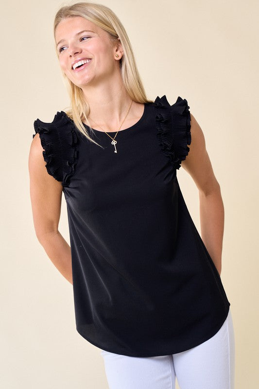 Frilled Sleeveless Woven Top