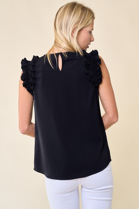 Frilled Sleeveless Woven Top