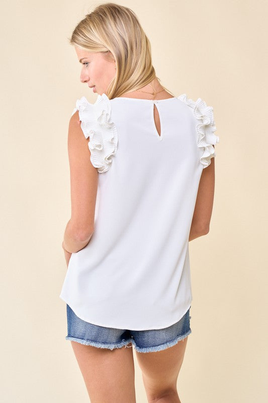 Frilled Sleeveless Woven Top