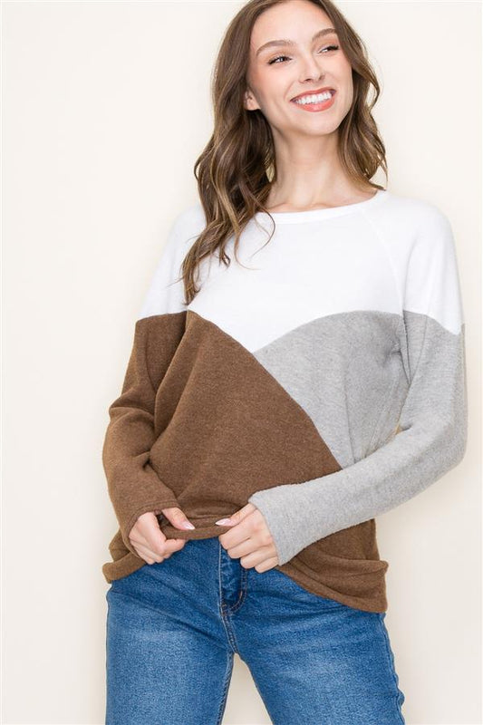 Brushed Knit Colorblock Sweater