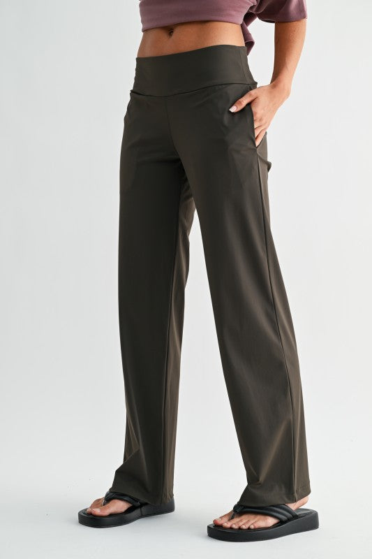 Mono B Nylon Blend Tailored Active Pants