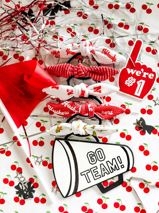 Game Day Pony Bow • 5 Prints: "N" on White