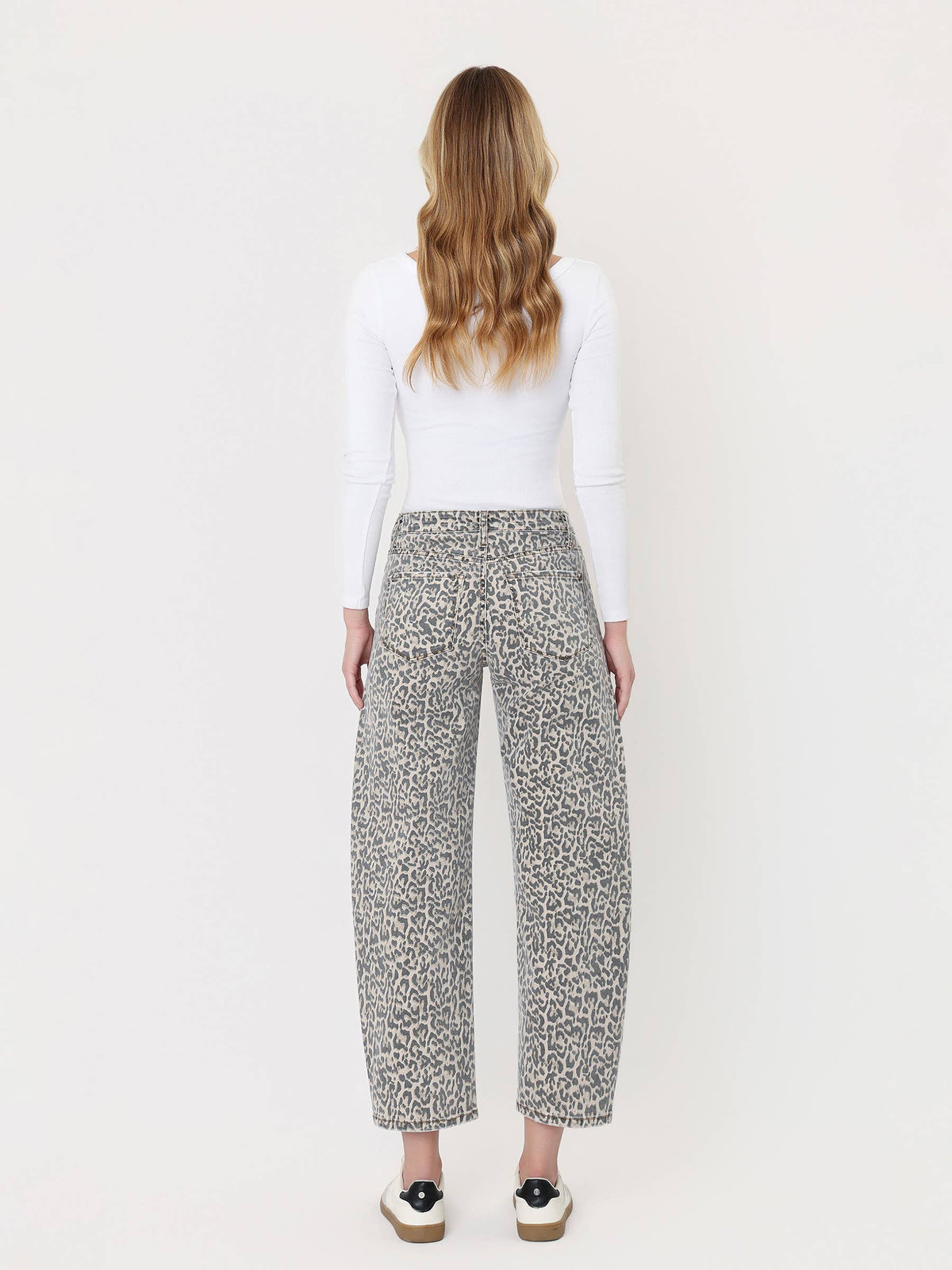 Vervet High Rise Leopard Print Utility Barrel Jeans