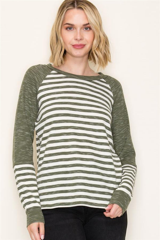 Olive Striped Thermal Top
