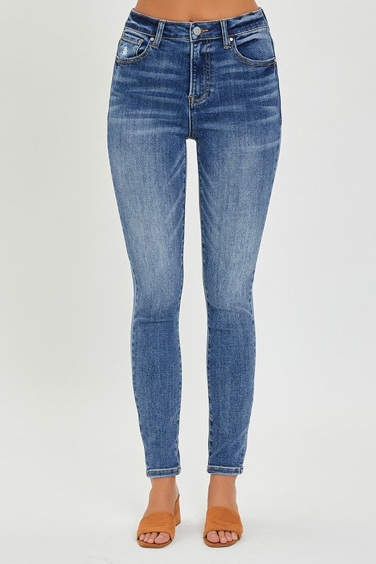 Risen Mid Rise Ankle Skinny Jeans