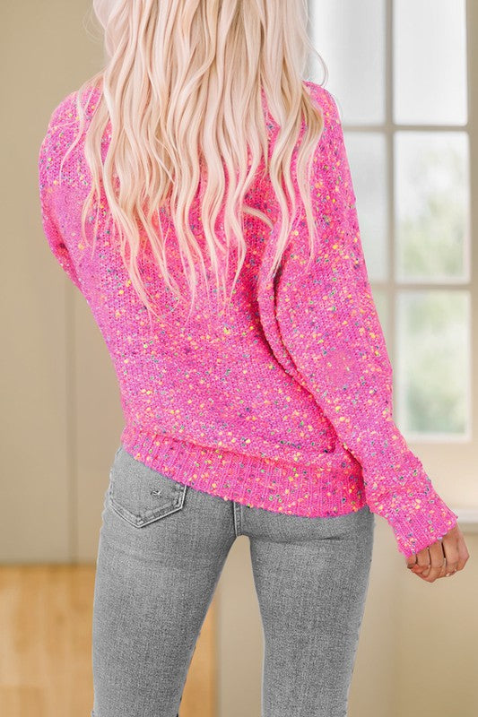 Multicolored Knitted V Neck Casual Sweater