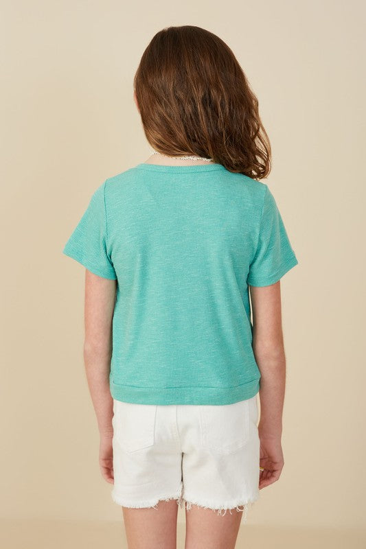 Girls Marled Knit Twist Detail T Shirt