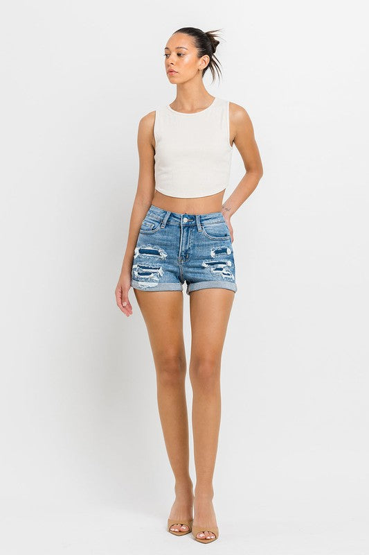 Vervet High Rise Distressed Shorts