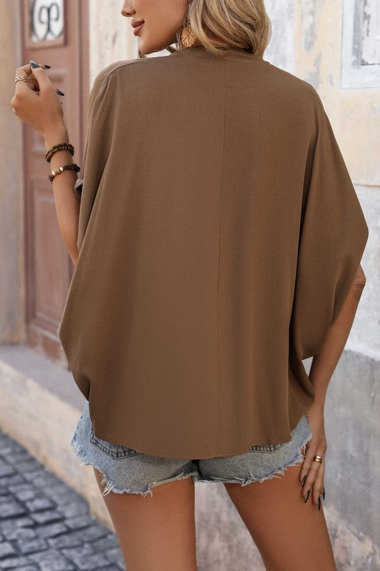 V Neck Dolman Sleeve Blouse