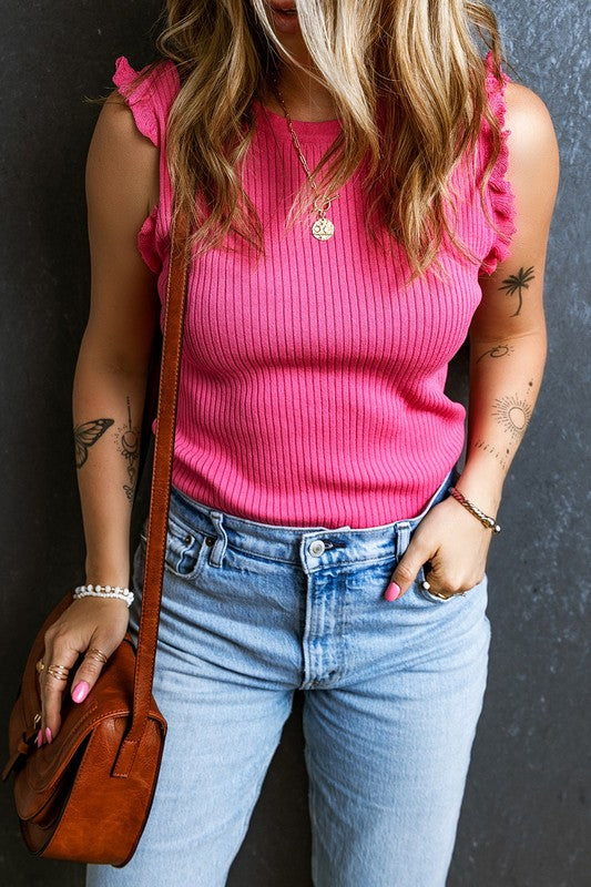Bright Pink Casual Sleeveless Top