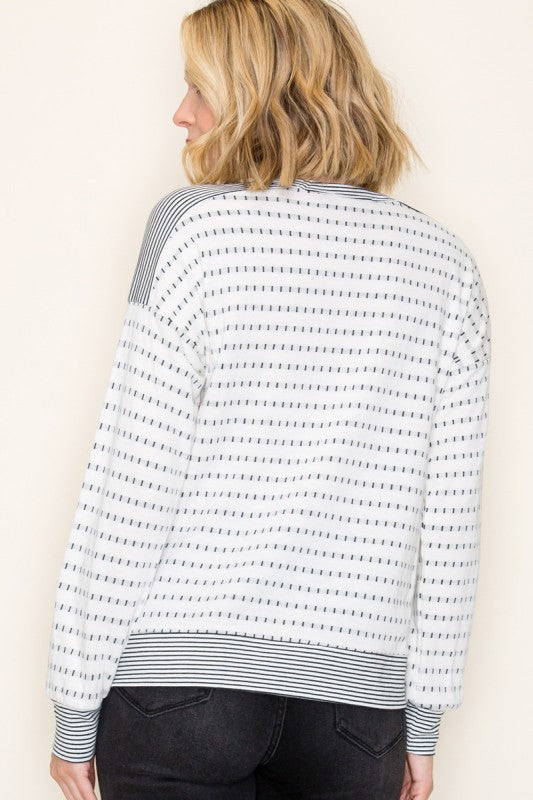 Green Striped Long Sleeve Top