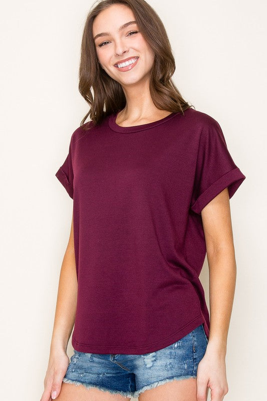 Rolled Sleeve Top