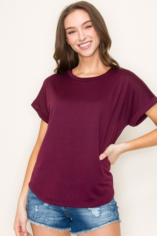 Rolled Sleeve Top